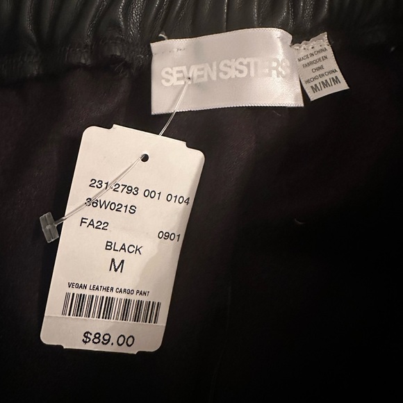 NWT Seven Sisters Vegan Leather Cargo Pant - Picture 2 of 3